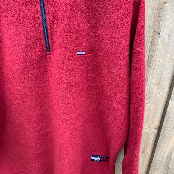 Vintage Tommy Hilfiger Fleece Jacket Large Red - Picture 4 of 6